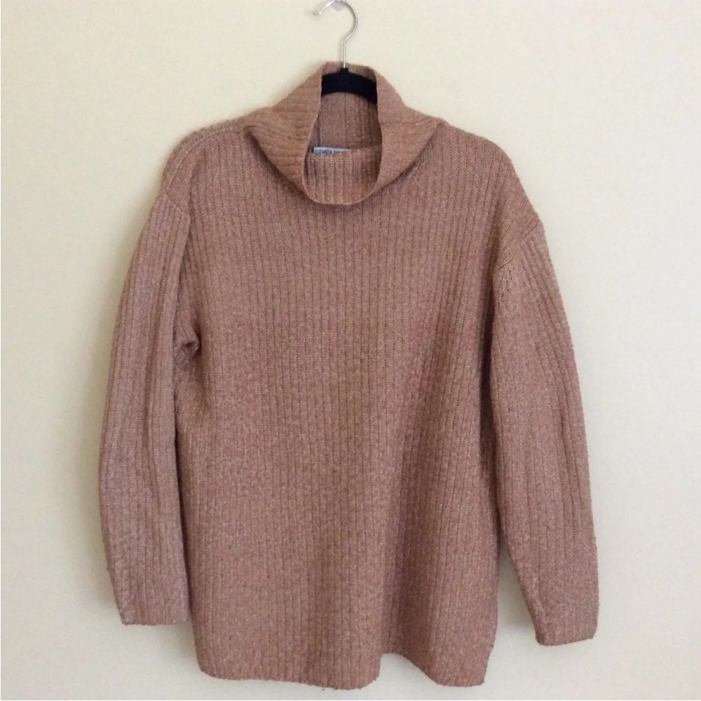 Elizabeth and James Sweater Women's Mock Turtleneck  Pullover Tan Rust Size L